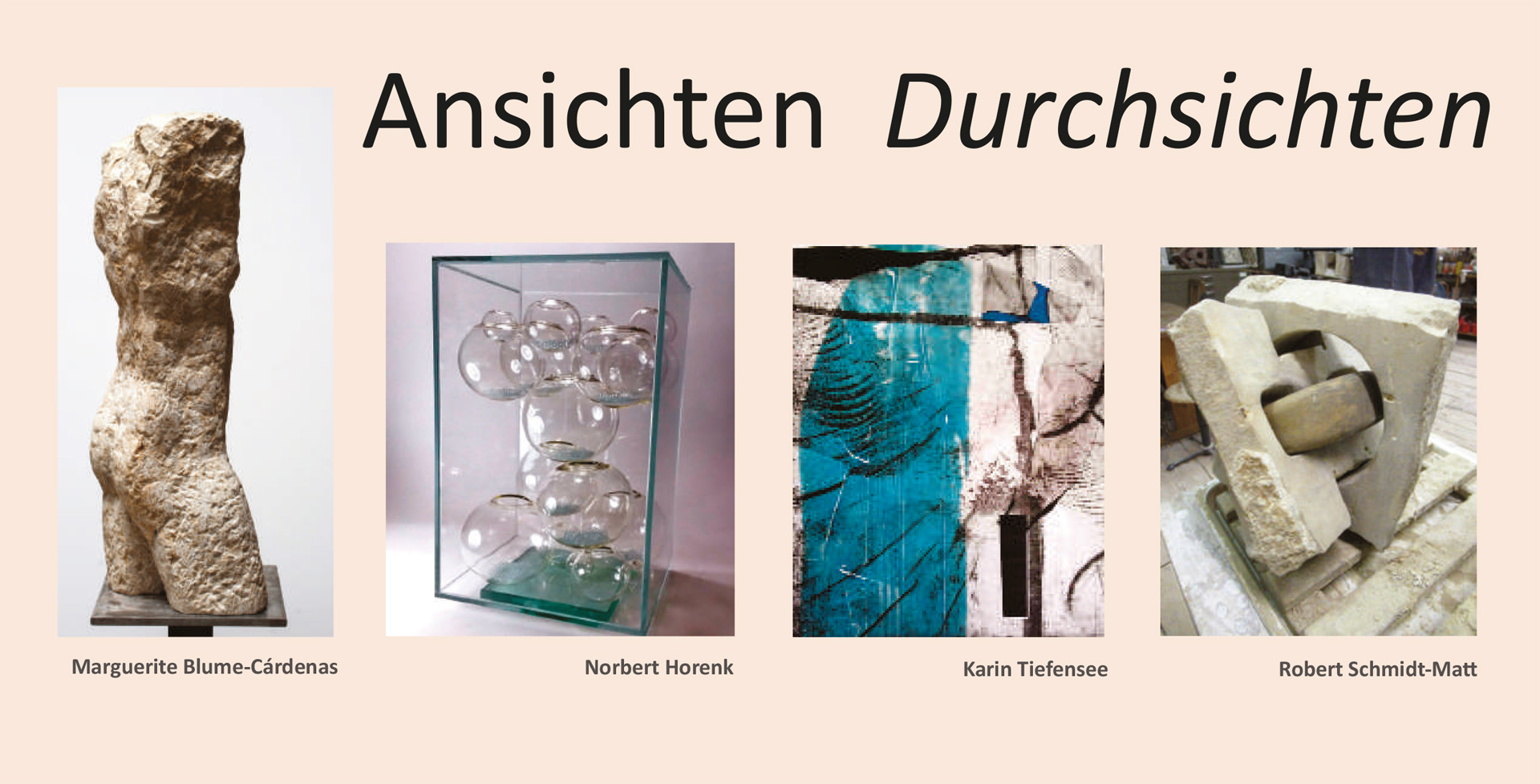 Grafik mit 4 Fotos und Bezeichnung der Kunstschaffenden