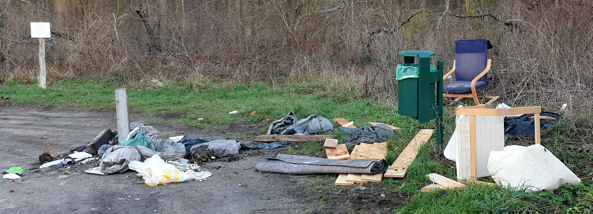 Foto: Müll neben einem Papierkorb