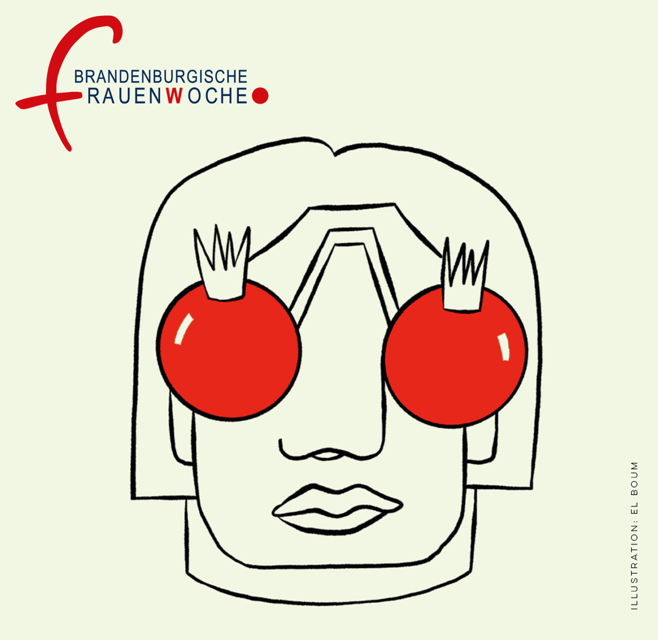 Illustration Gesicht mit Tomaten vor den Augen