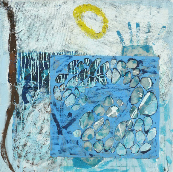 quadratisches blaues Kunstwerk