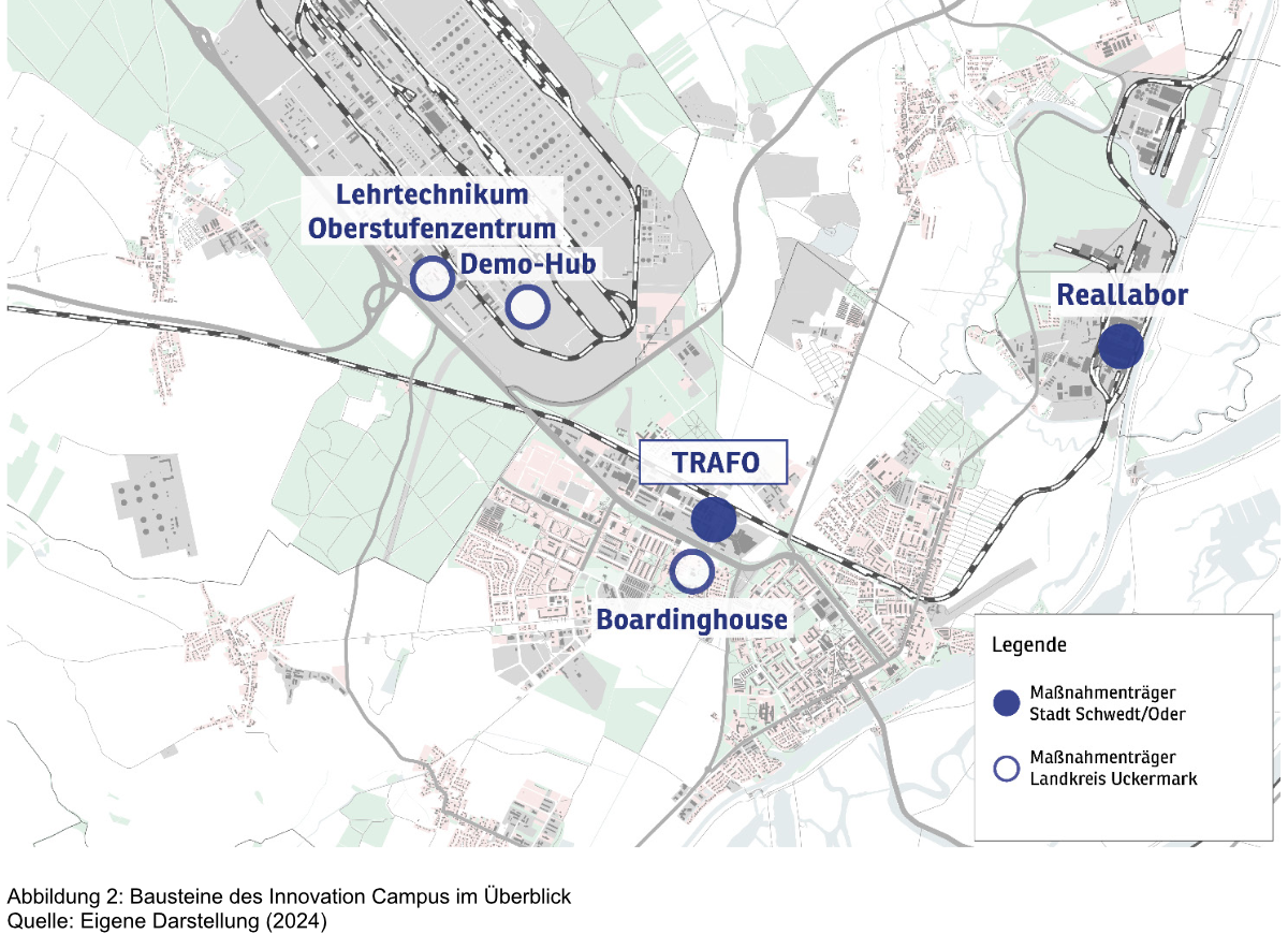 Grafik: Stadtplan mit blauen Markierungen