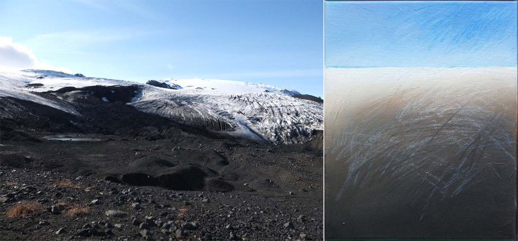 Foto und Malerei: bergige Landschaft 