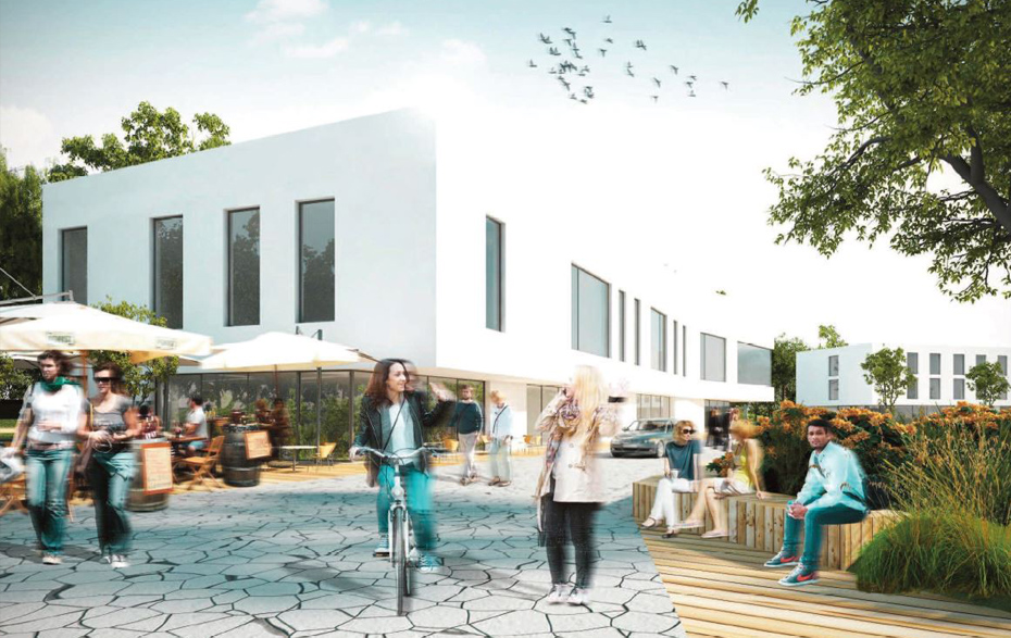 Grafik: Menschen auf einem Campus