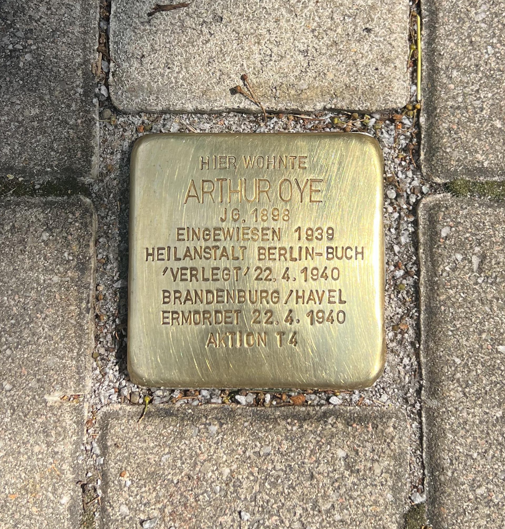 Foto: Stolperstein von Oye