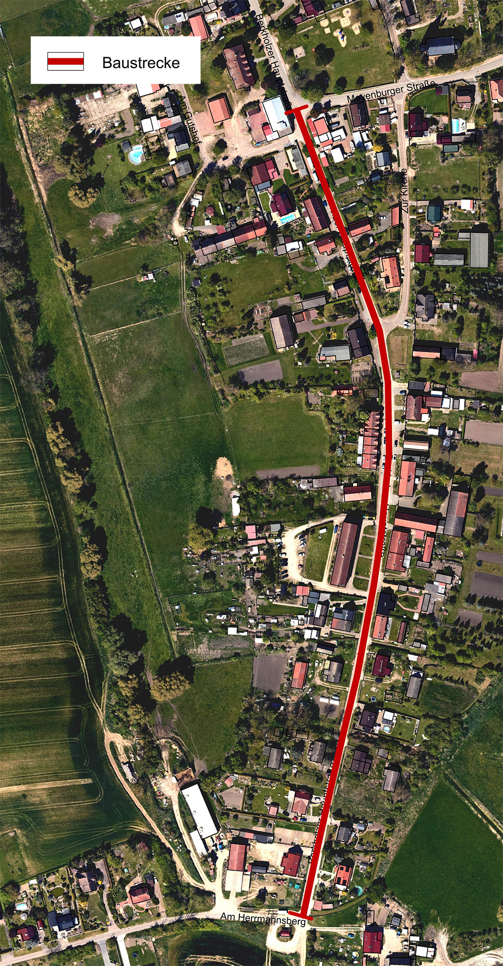 Luftbild mit Markierung