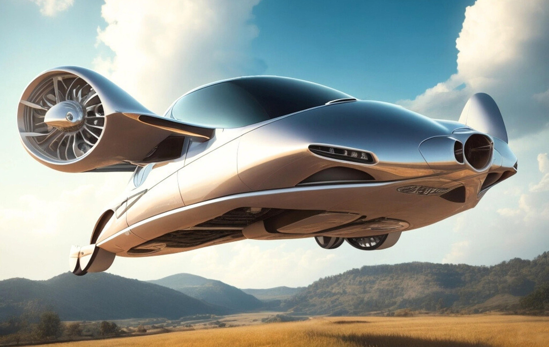 Grafik: fliegendes Auto