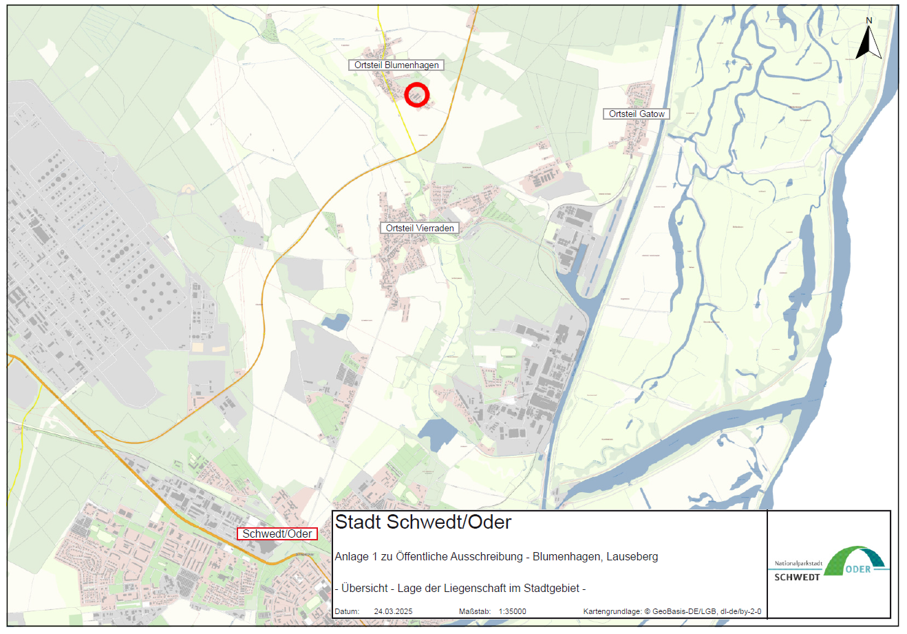 Karte mit roter Markierung