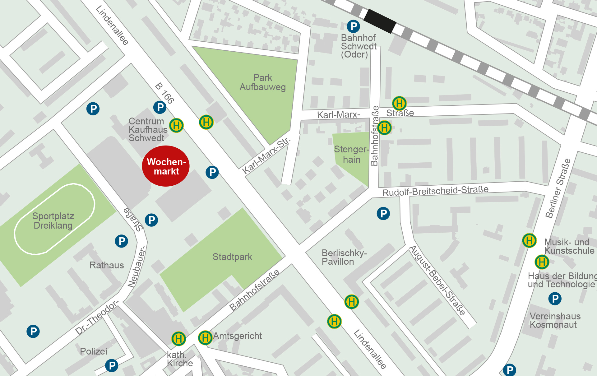 Karte mit roter Markierung des Marktes