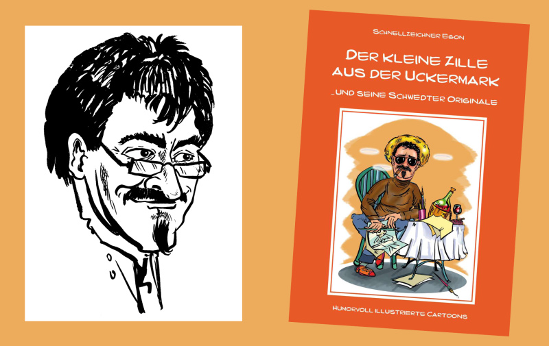 Grafik: Porträtzeichnung und Buchcover
