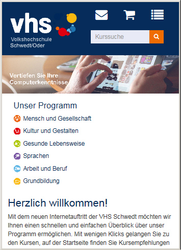 Abbildung der VHS-Startseite